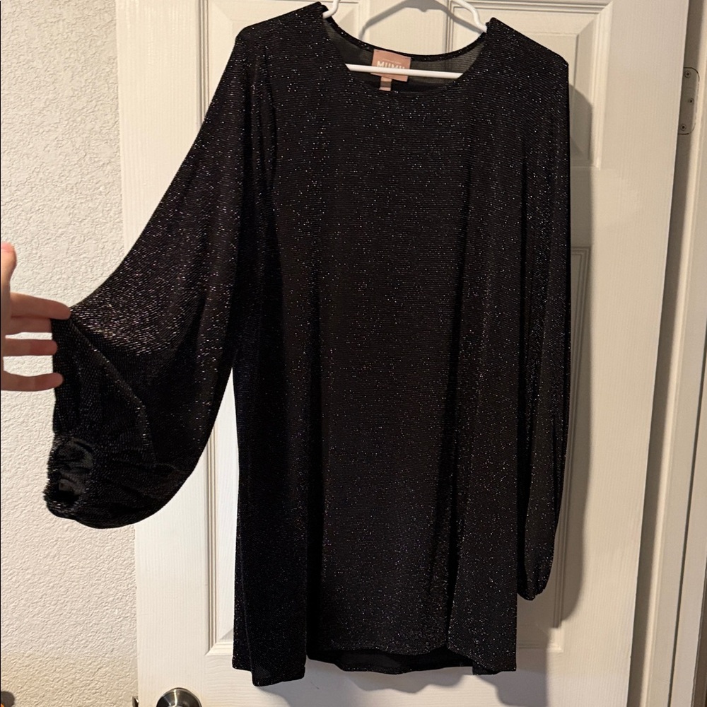 Show Me Your MuMu Glitter Black Long Sleeve Dress